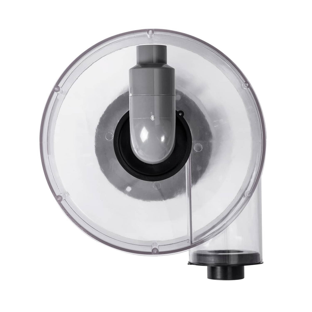 Cyclone dust separator lid with central inlet and outlet port, clear canister for 5-10 gal