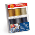 Gutermann denim sewing thread set, multicolour spools with 100 m each