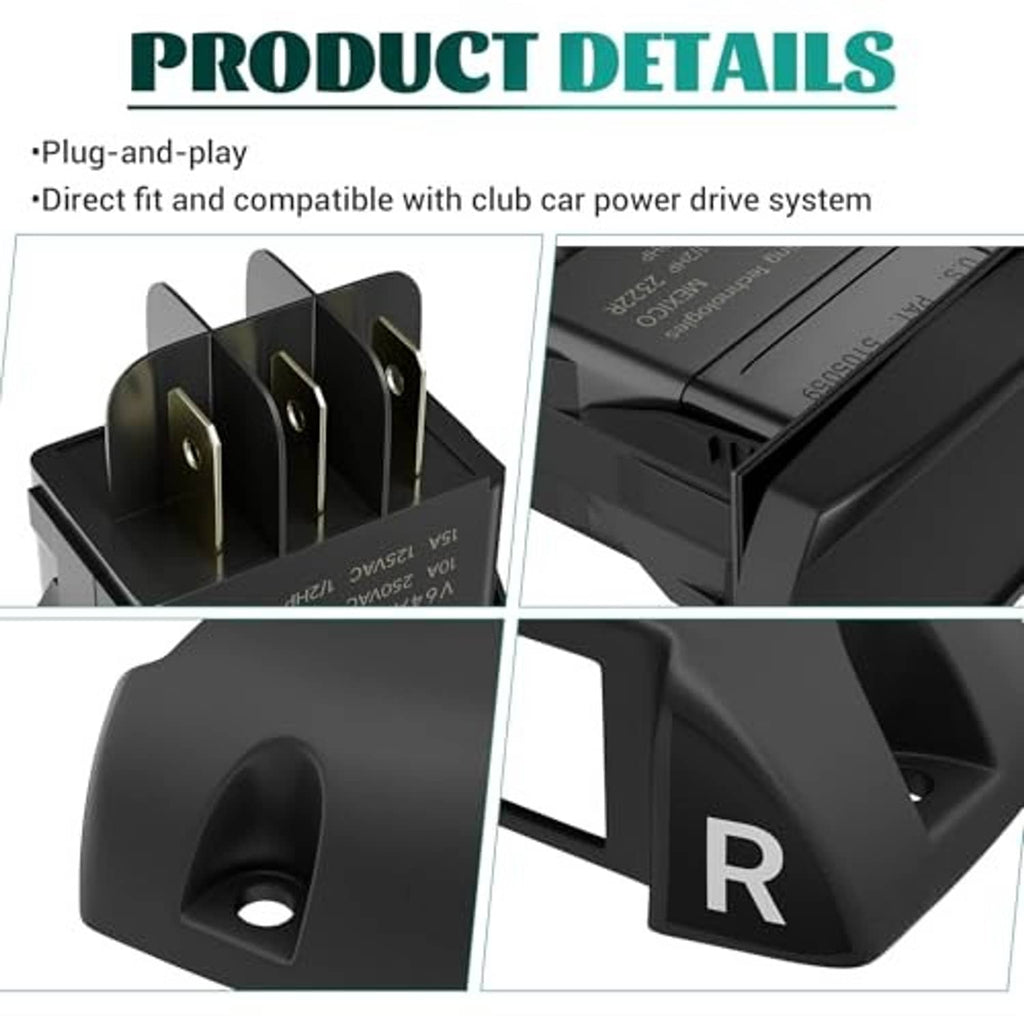 Black golf cart forward/reverse rocker switch with exposed terminal pins and F/R marks