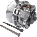 Drive pulley clutch primary assembly with metal housing, black cover, brown rollers