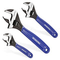 WORKPRO adjustable wrench set with two blue-and-black 6 in and 8 in wrenches