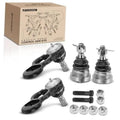 Ball joint kit set with black boots, ball joints, and mounting hardware components