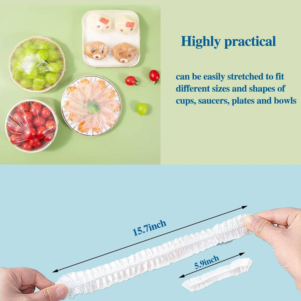 White elastic plastic cover strip sized for bowls, saucers, and plates