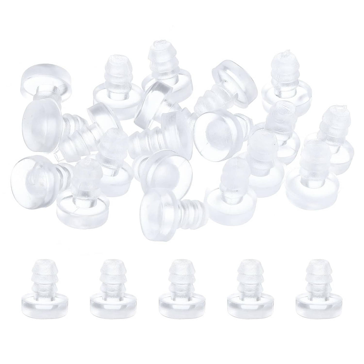 Clear plastic table top bumpers with stem, set of multi pieces