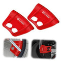 Red 2-piece wheel rim guard set with cutout holes, curved protective covers.