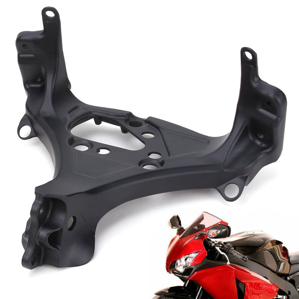 Front headlight fairing stay bracket, black mounting frame with bolt holes