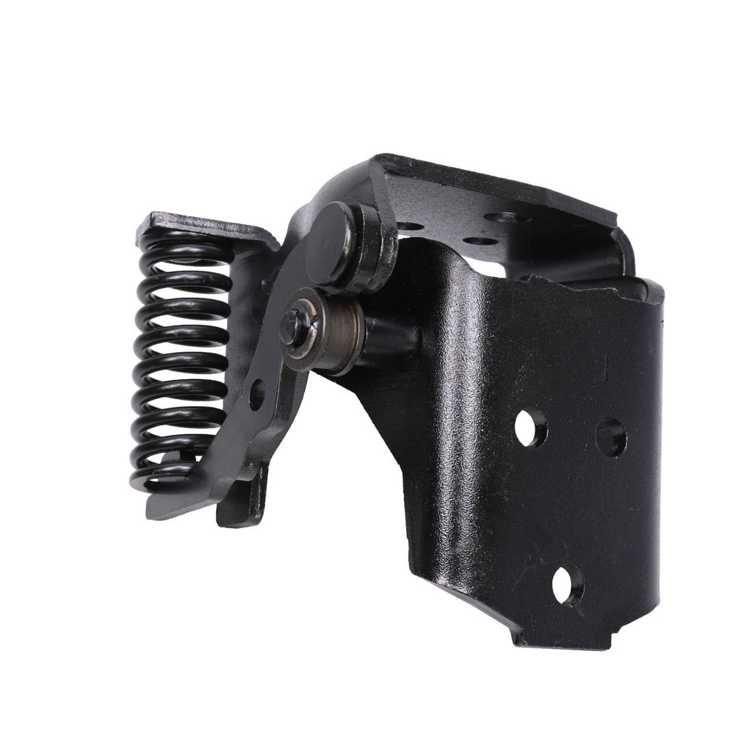 Black steel door hinge with pivot bushing and coil spring, driver side set