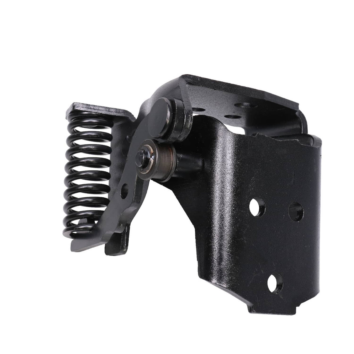 Black steel door hinge with pivot bushing and coil spring, driver side set