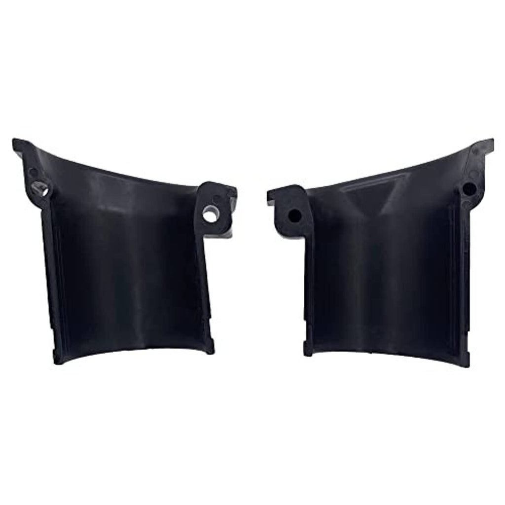 Pair of black protective boot housings with mounting holes