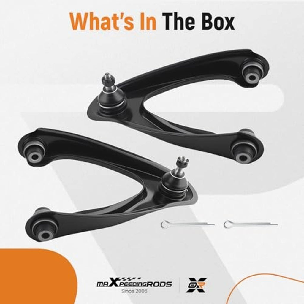 What’s in the box: front upper control arm pair with ball joints and two cotter pins