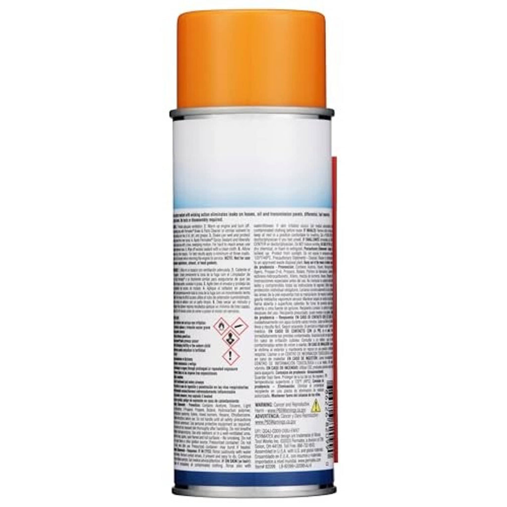 Permatex spray sealant aerosol can back panel with safety and usage information.
