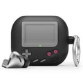 elago black silicone earbud case with front display and pink button accents