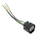 6-pin throttle body connector with multicolor wire leads and black housing