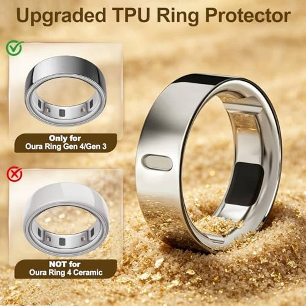 Rose gold ring protector band with gray inner rim and small alignment notch
