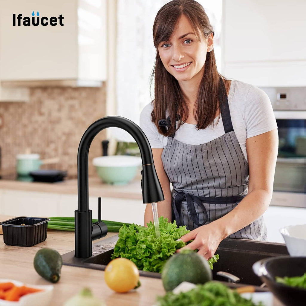 Black kitchen faucet head replacement attachment on sink faucet, handheld spray nozzle