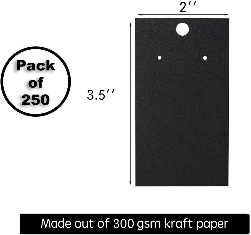 Black earring card size 2 in by 3.5 in, made from 300 gsm kraft paper