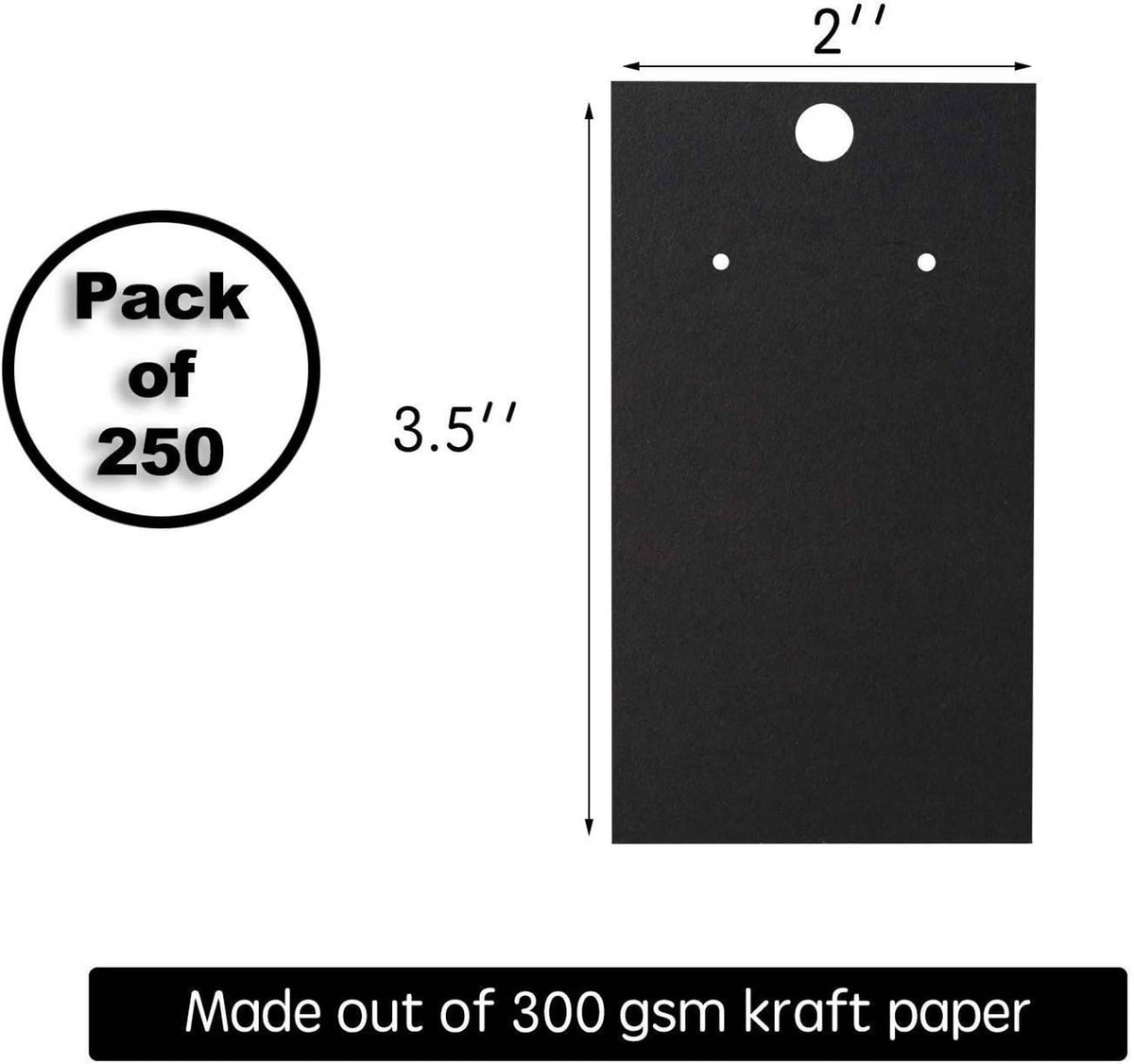 Black earring card size 2 in by 3.5 in, made from 300 gsm kraft paper