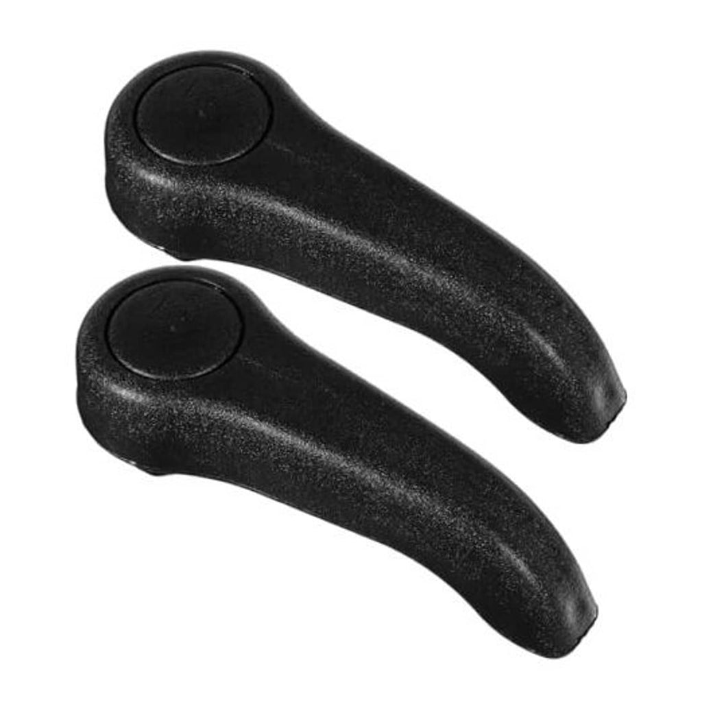 Pair of black car seat adjustment lever handles with round end knobs