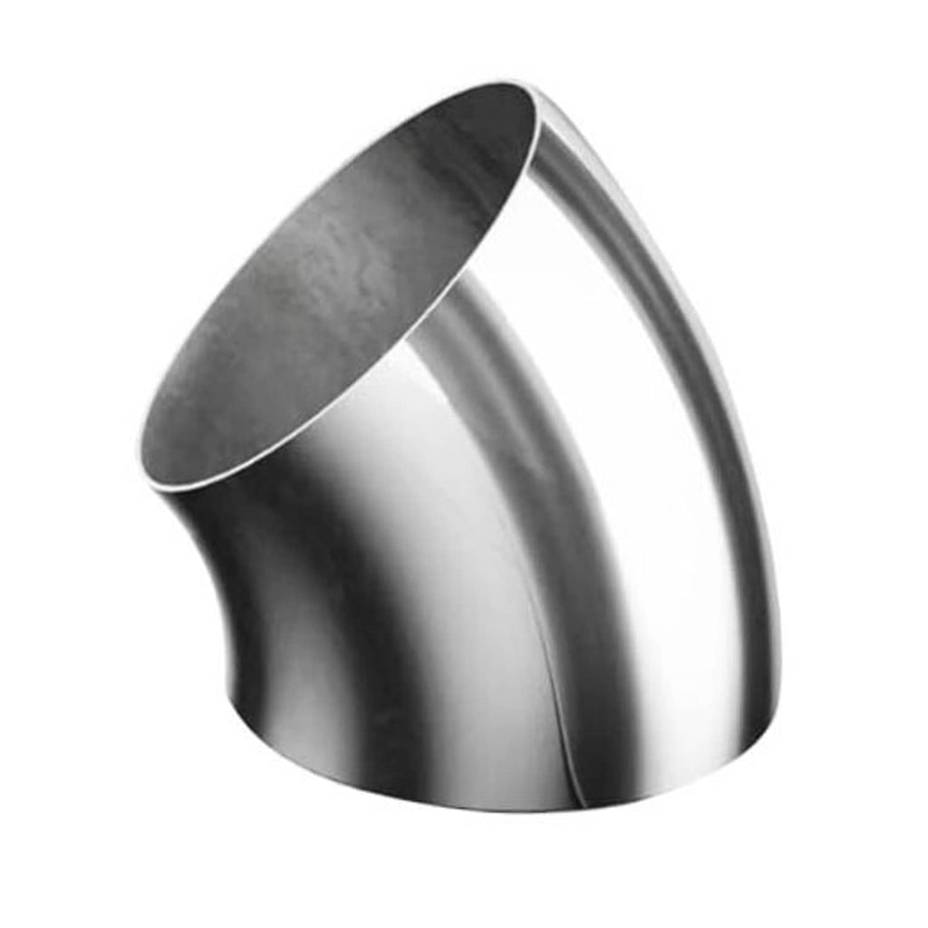 Polished stainless steel 45° exhaust bend elbow pipe, 5-inch OD