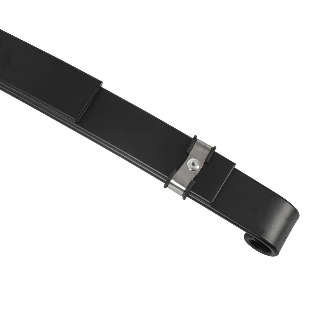 Black leaf spring clamp bracket with end bushing for rear suspension