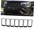 7-piece black front bumper grille vent insert trim covers with mesh openings