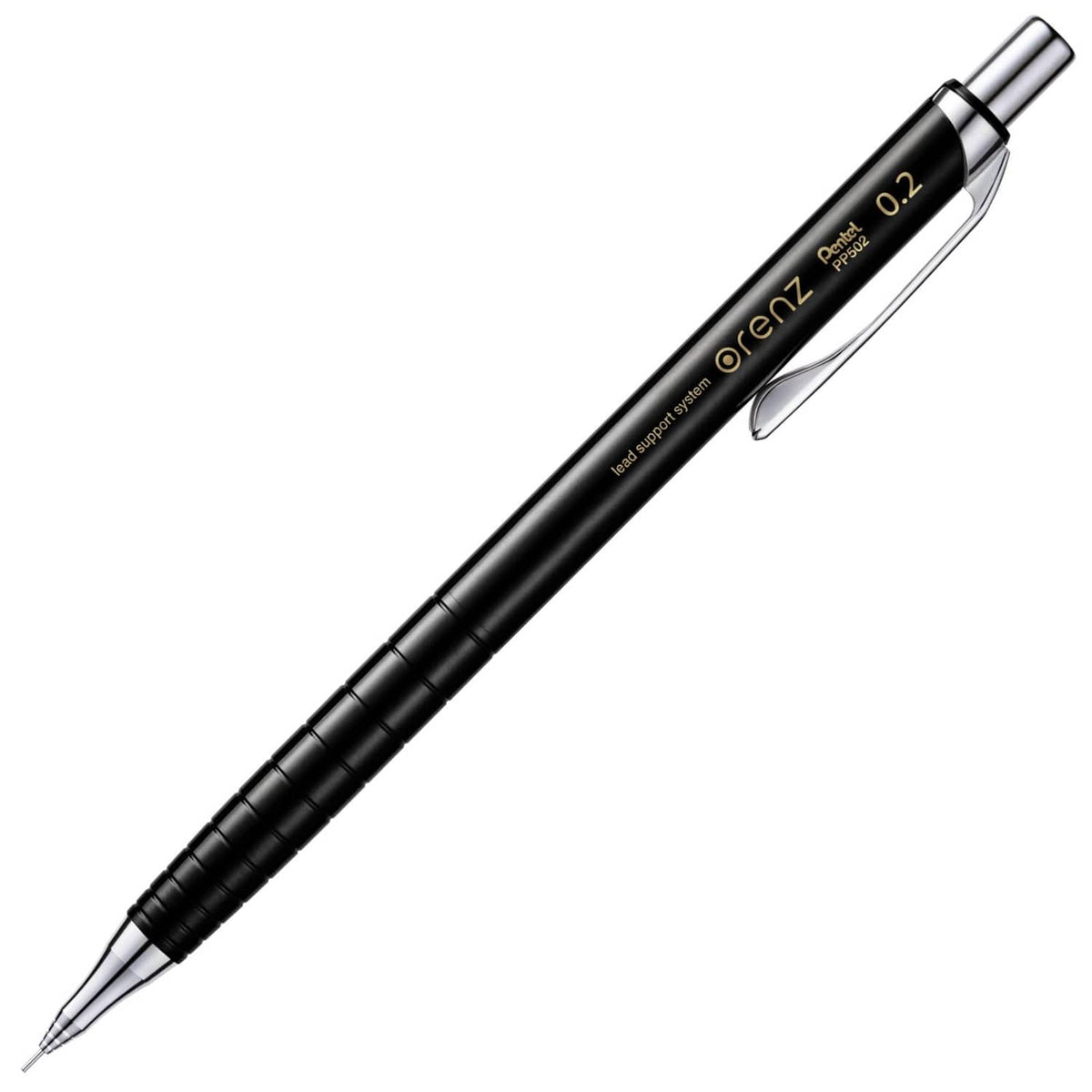 Pentel Orenz 0.2mm black mechanical pencil with retractable tip