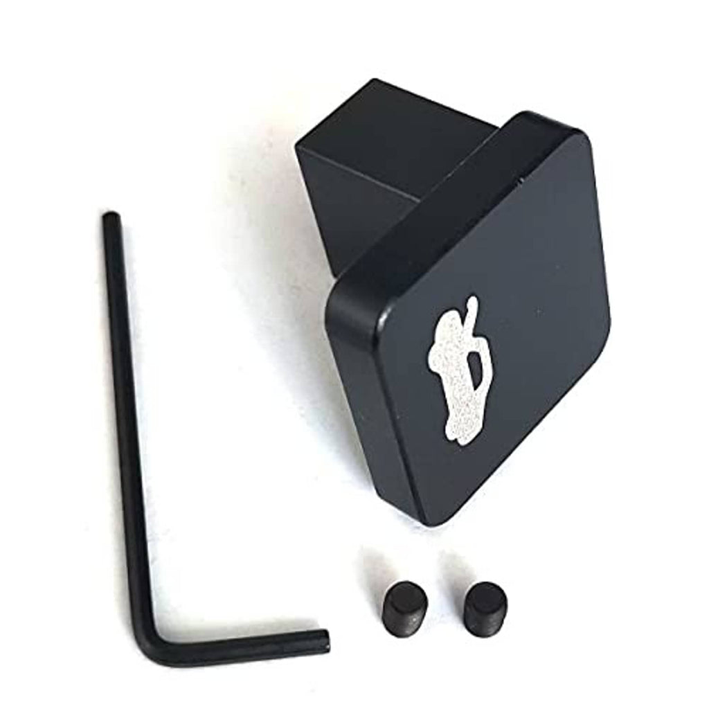 Black hood latch release handle with hood icon insert; includes hex key and two fasteners