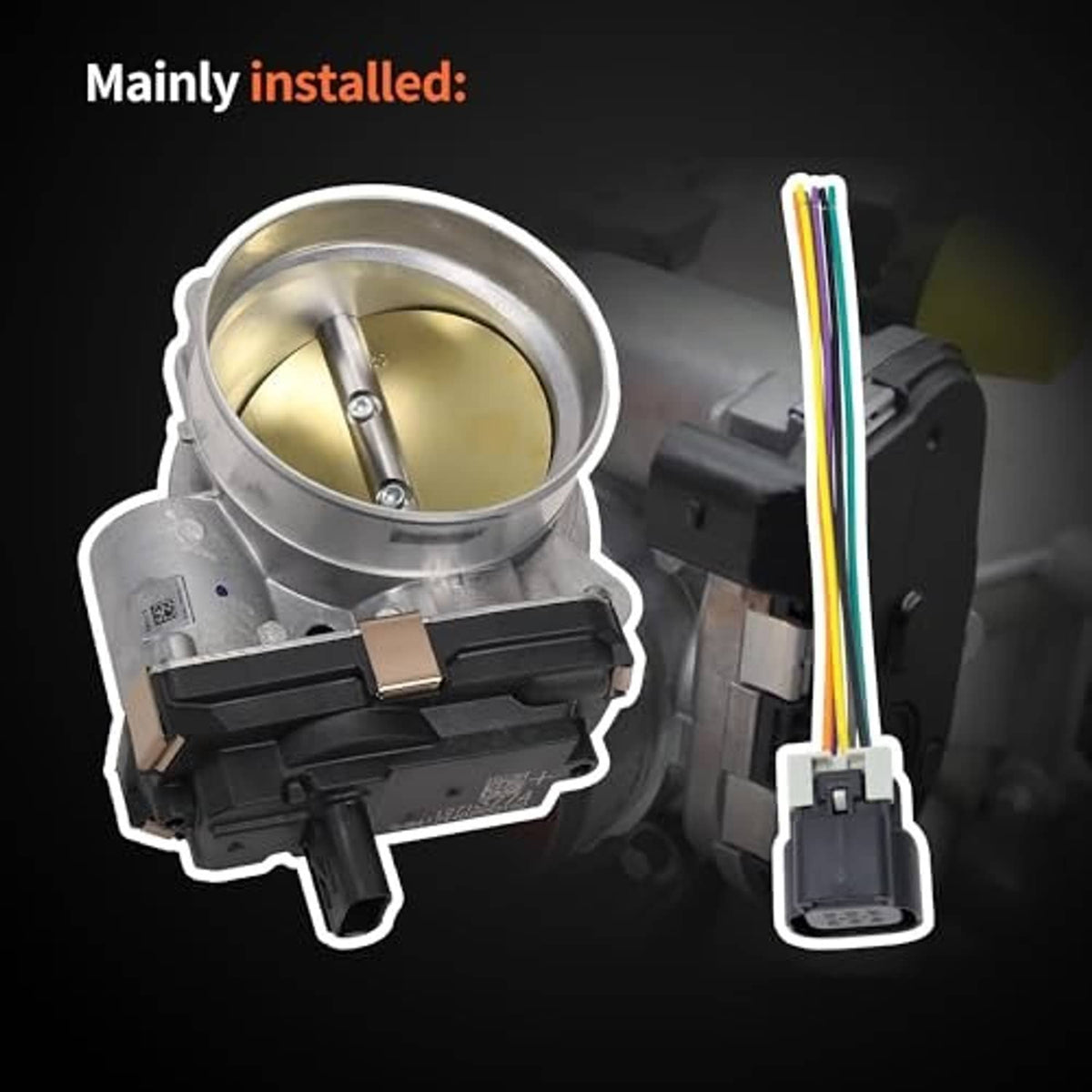 Throttle body connector harness pigtail showing plug and multicolor wire leads
