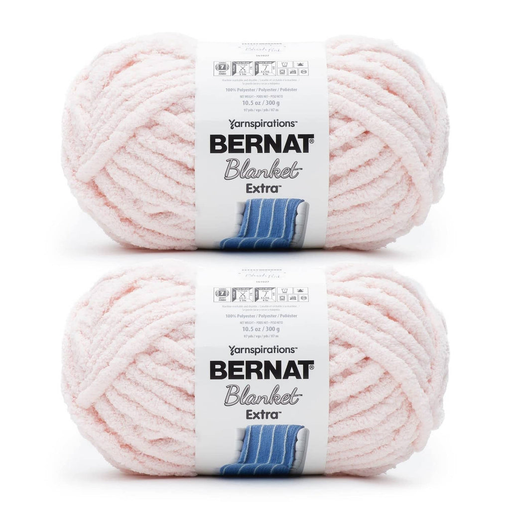Bernat Blanket Extra jumbo chenille yarn, blush pink, 2-pack skeins with labels