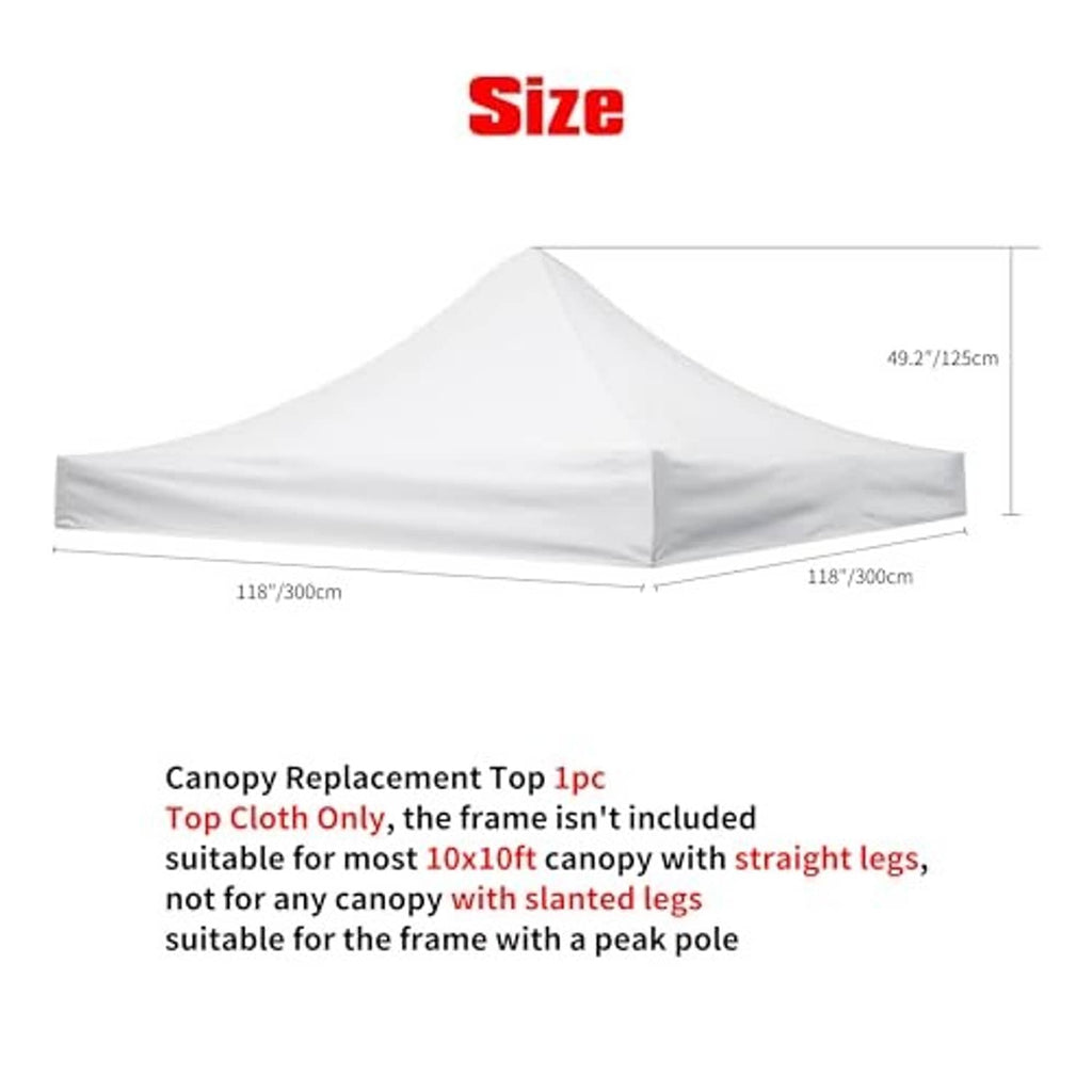 White canopy replacement top with peaked roof and side panels for 10x10ft pop-up