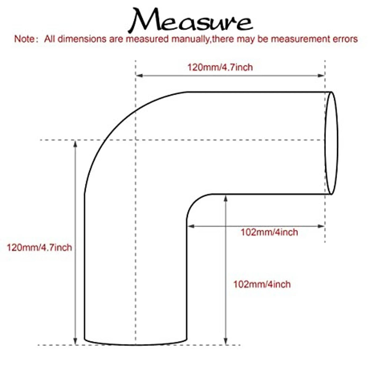 Black 90-degree silicone elbow hose coupler with red inner outlet ports and curved shape