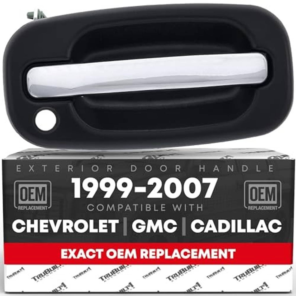 Retail-box replacement door handle, black housing with chrome lever