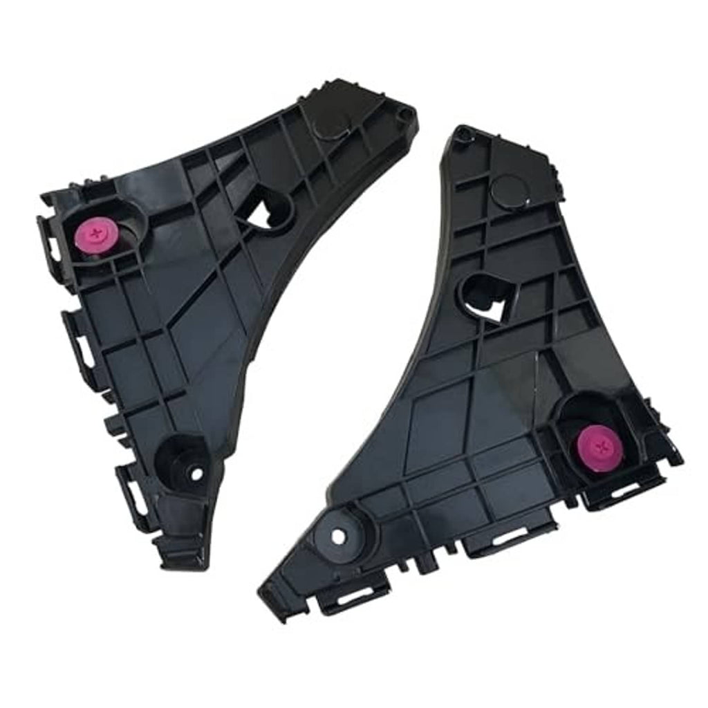 Black front bumper bracket mounting supports with pink clips, left and right pair