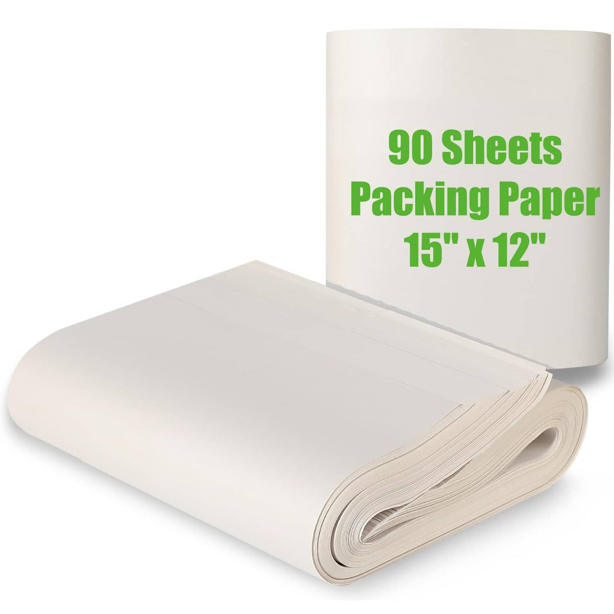 White packing paper roll, 15x12 in sheets, 90-sheet moving supply pack