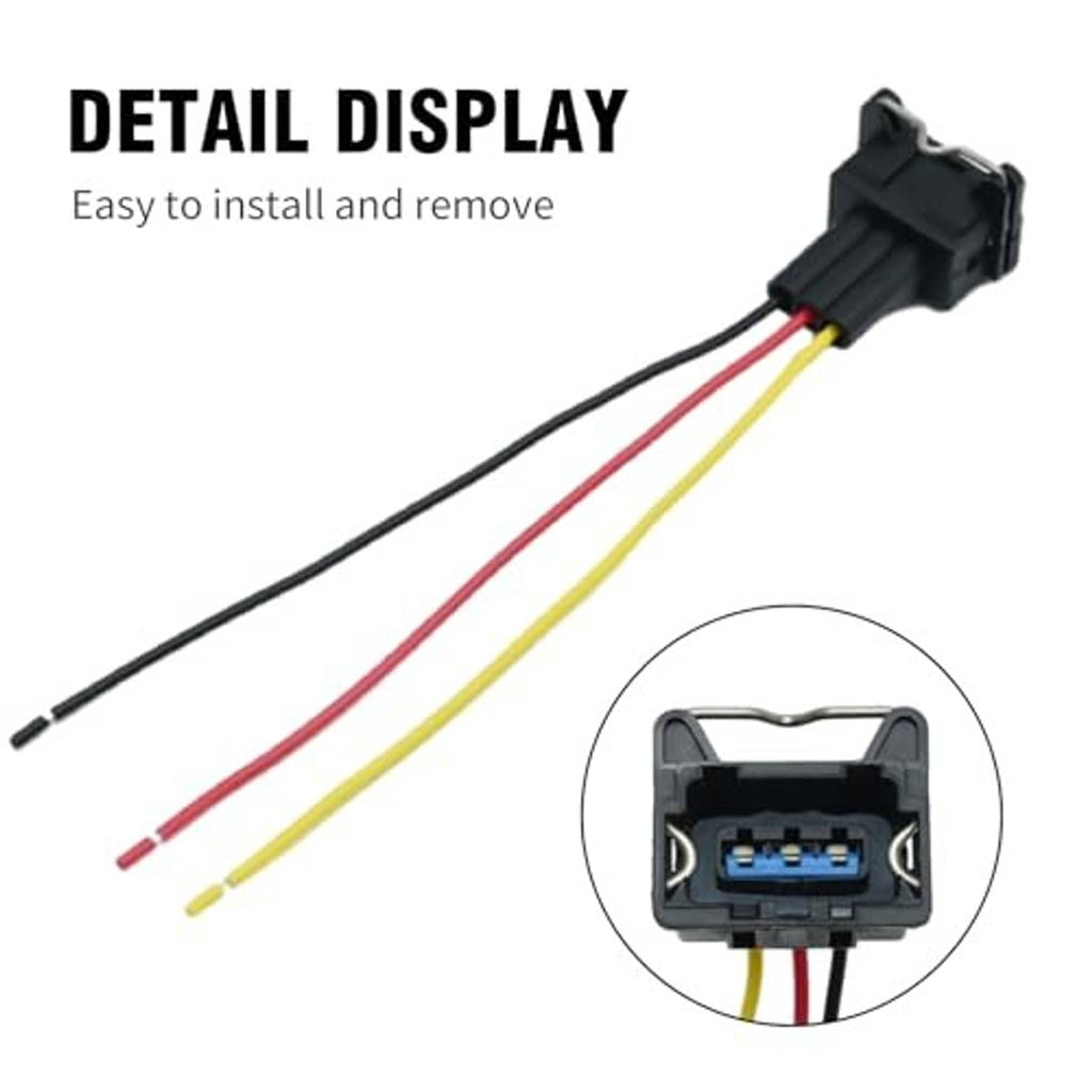 3-pin wiring harness with black connector body and red, yellow, and black terminals