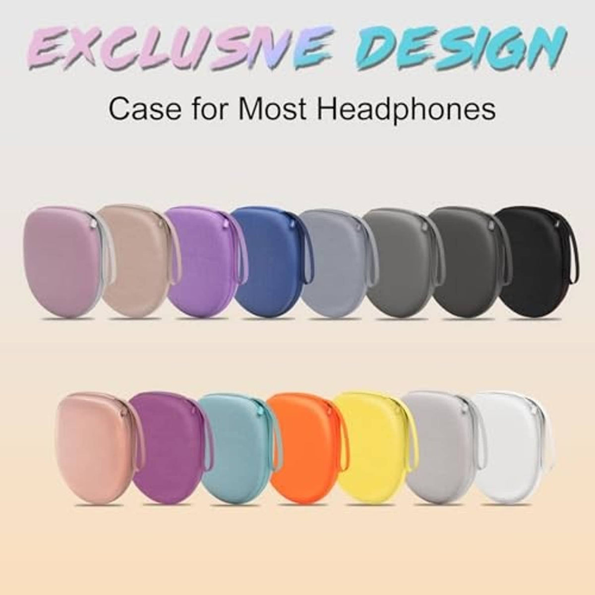 Oval headphone case color lineup in multiple shades, including light pink.