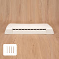 White refrigerator vent cover with louvered grille and mounting screws