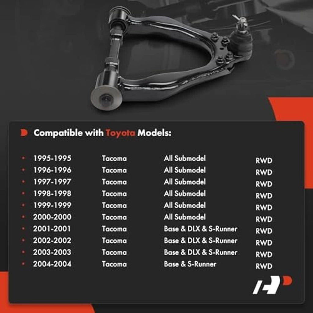 Front left upper control arm with ball joint assembly, black steel bracket