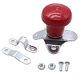 Red tractor steering wheel spinner knob with mounting bracket and hardware set