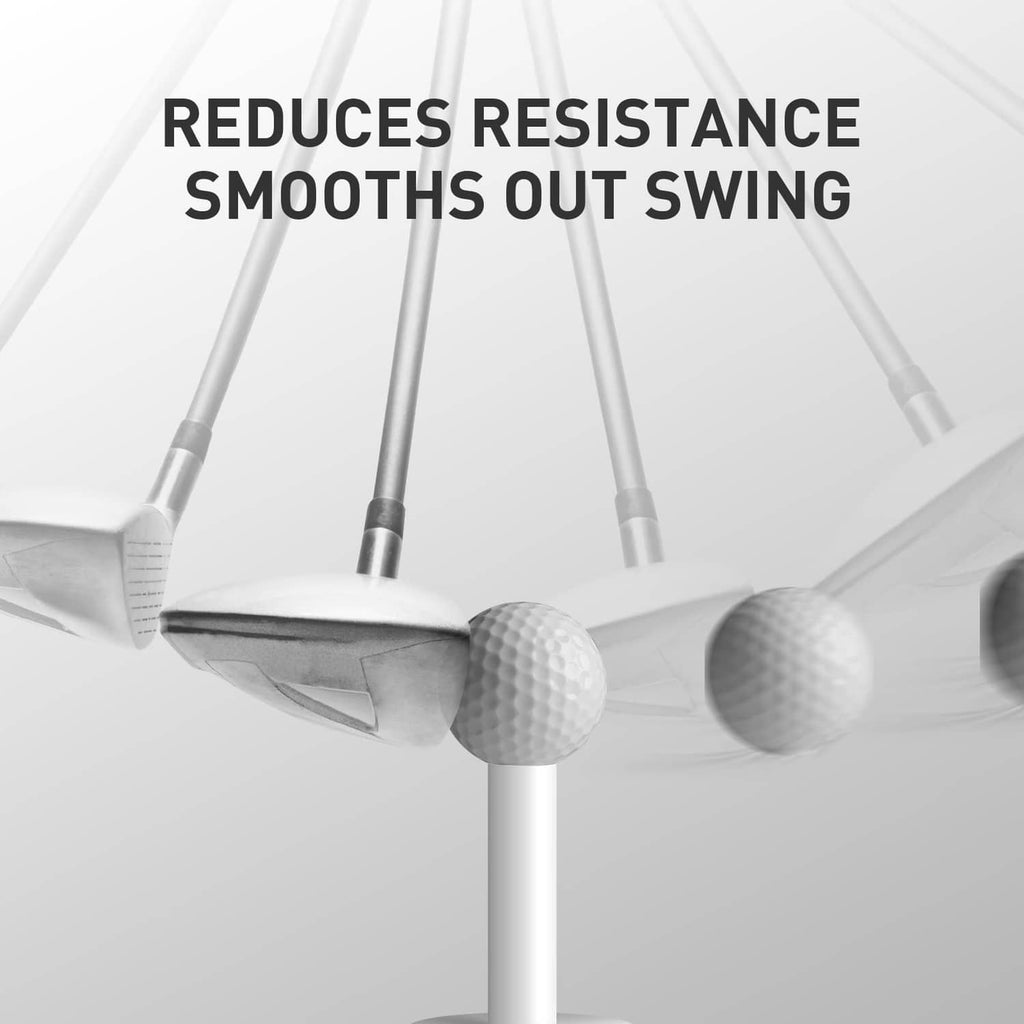 White rubber golf tee with golf balls, designed to reduce resistance