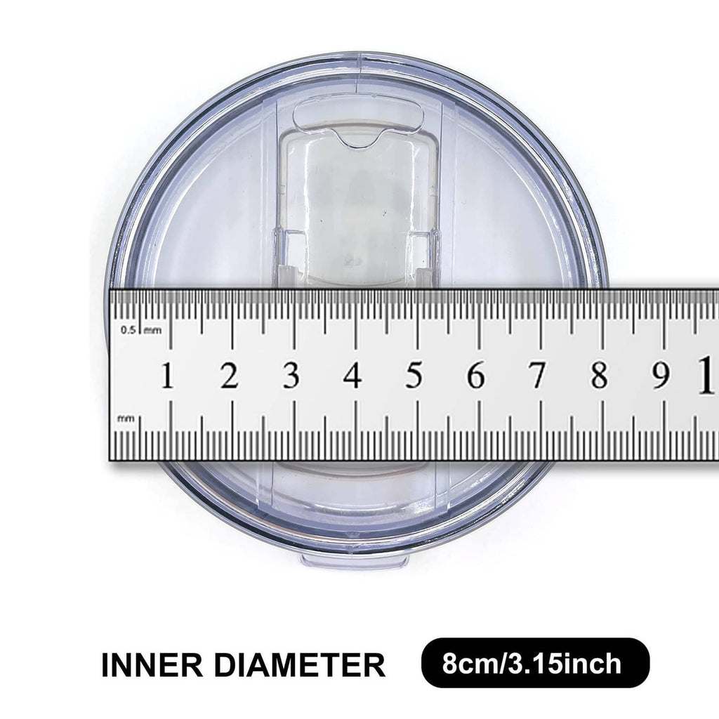 Clear round lid insert area with inner frame and hinged tab; 8cm inner diameter