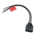 3-pin vehicle connector pigtail with black wire leads and red terminal caps