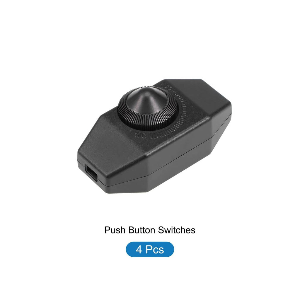 Black inline rotary cord dimmer switch with prominent control knob