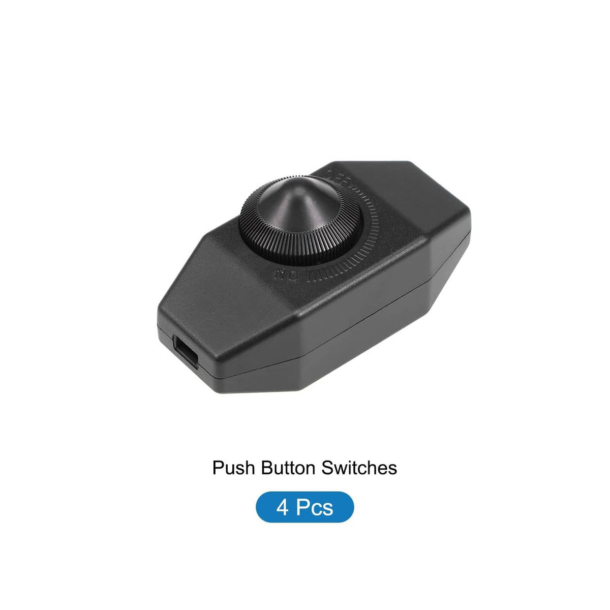 Black inline rotary cord dimmer switch with prominent control knob