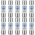 Ceramic instrument fuses, silver caps with blue Kingdder 1000V label, DMM-11AR.