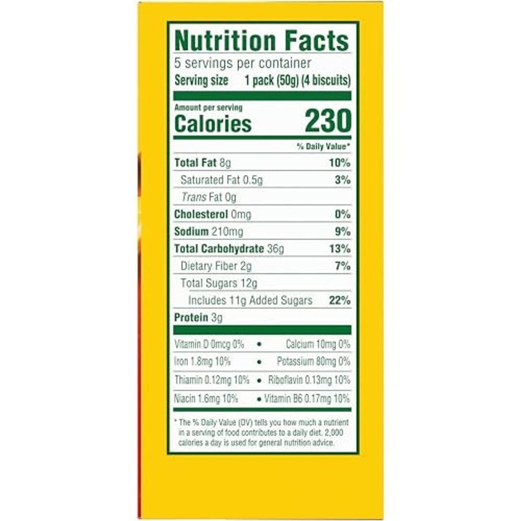 BelVita Crunchy nutrition facts panel with calories and nutrients table