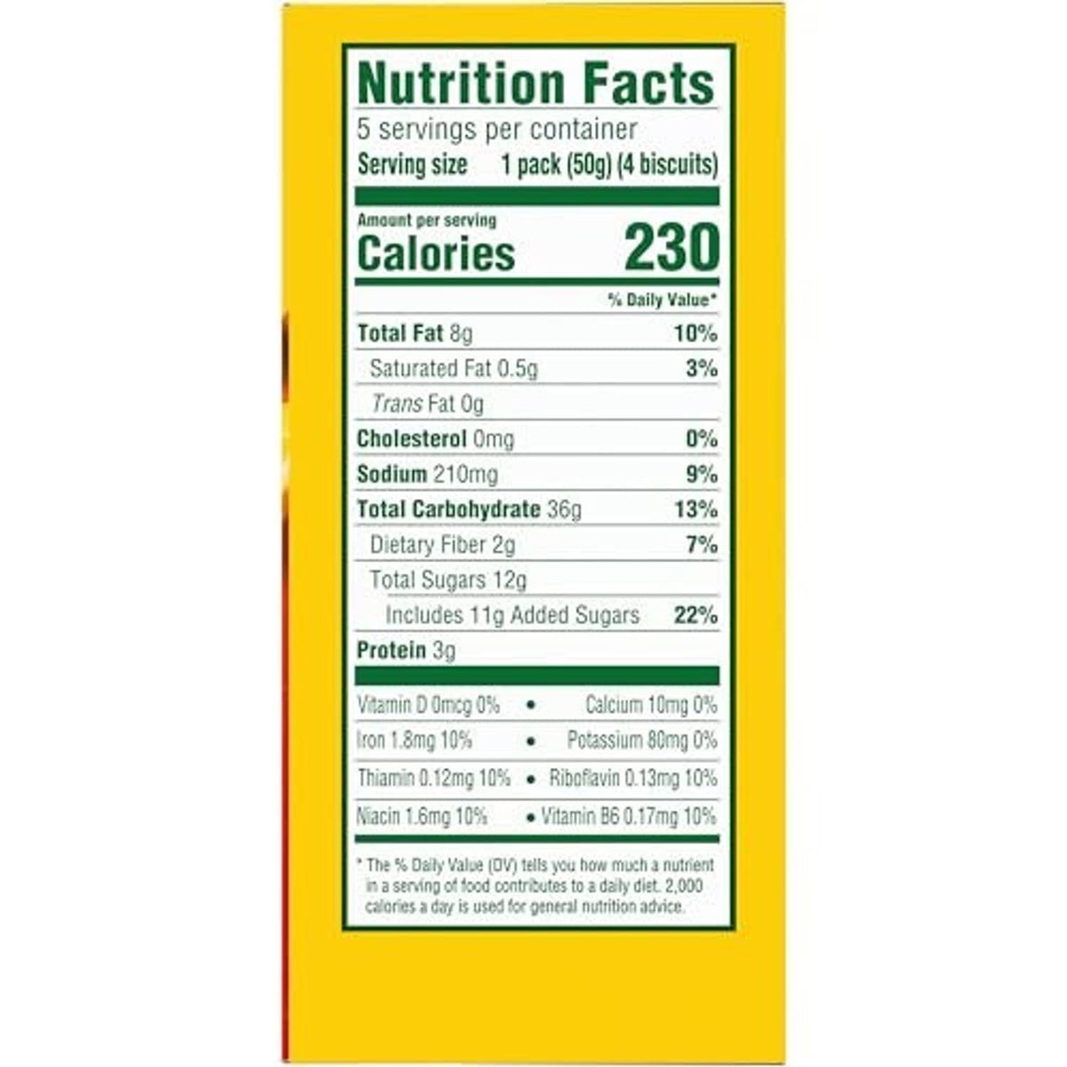 BelVita Crunchy nutrition facts panel with calories and nutrients table