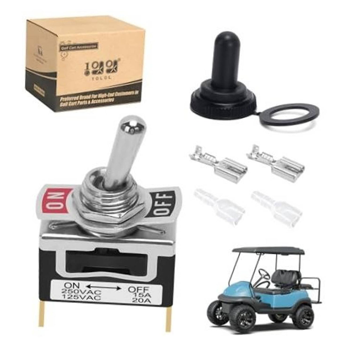 Electric tow/run switch with black lever knob, retaining ring, and mounting hardware