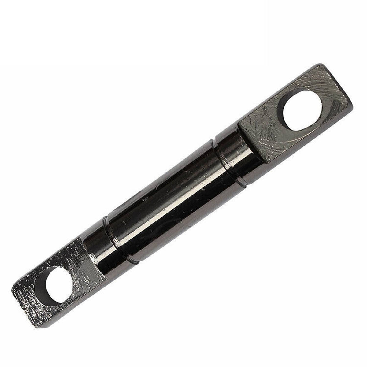 Black metal camber control rod with flanged mounting brackets