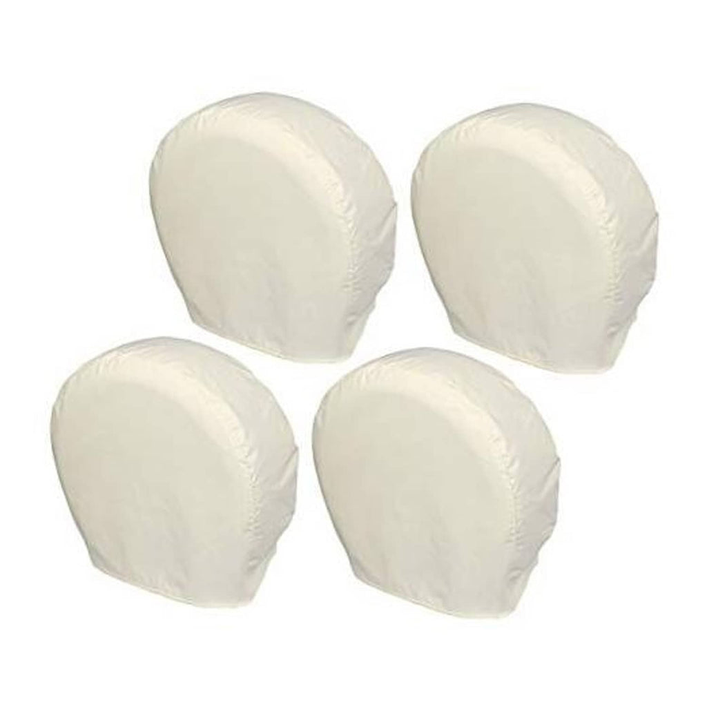 Set of four off-white vinyl tire covers, rounded protective fit